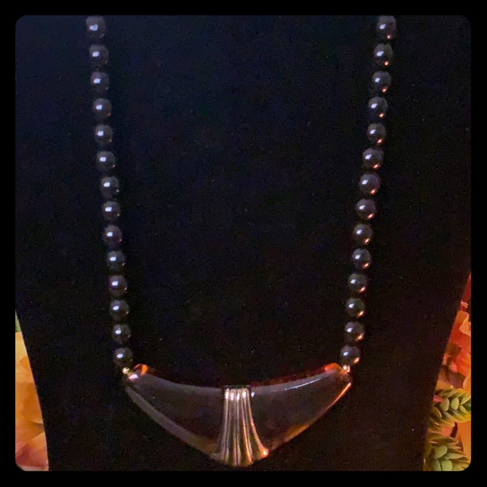Elegant Brown and Black Statement Necklace